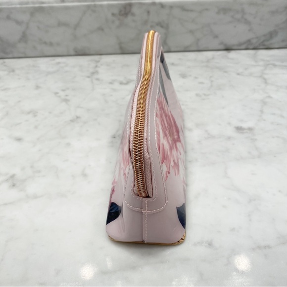 Ted Baker London Pink Floral Cosmetic Make-up Zipper Case Bag - Picture 6 of 9